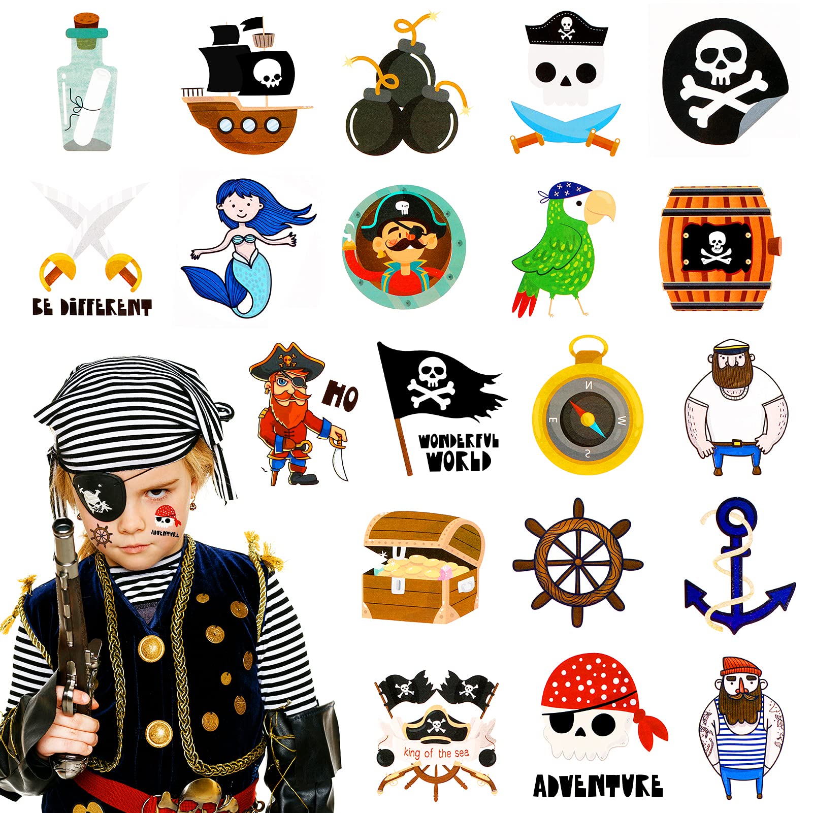 Buy Pirate Temporary Tattoos, Konsait 20 Sheets Pirate Temporary Tattoo