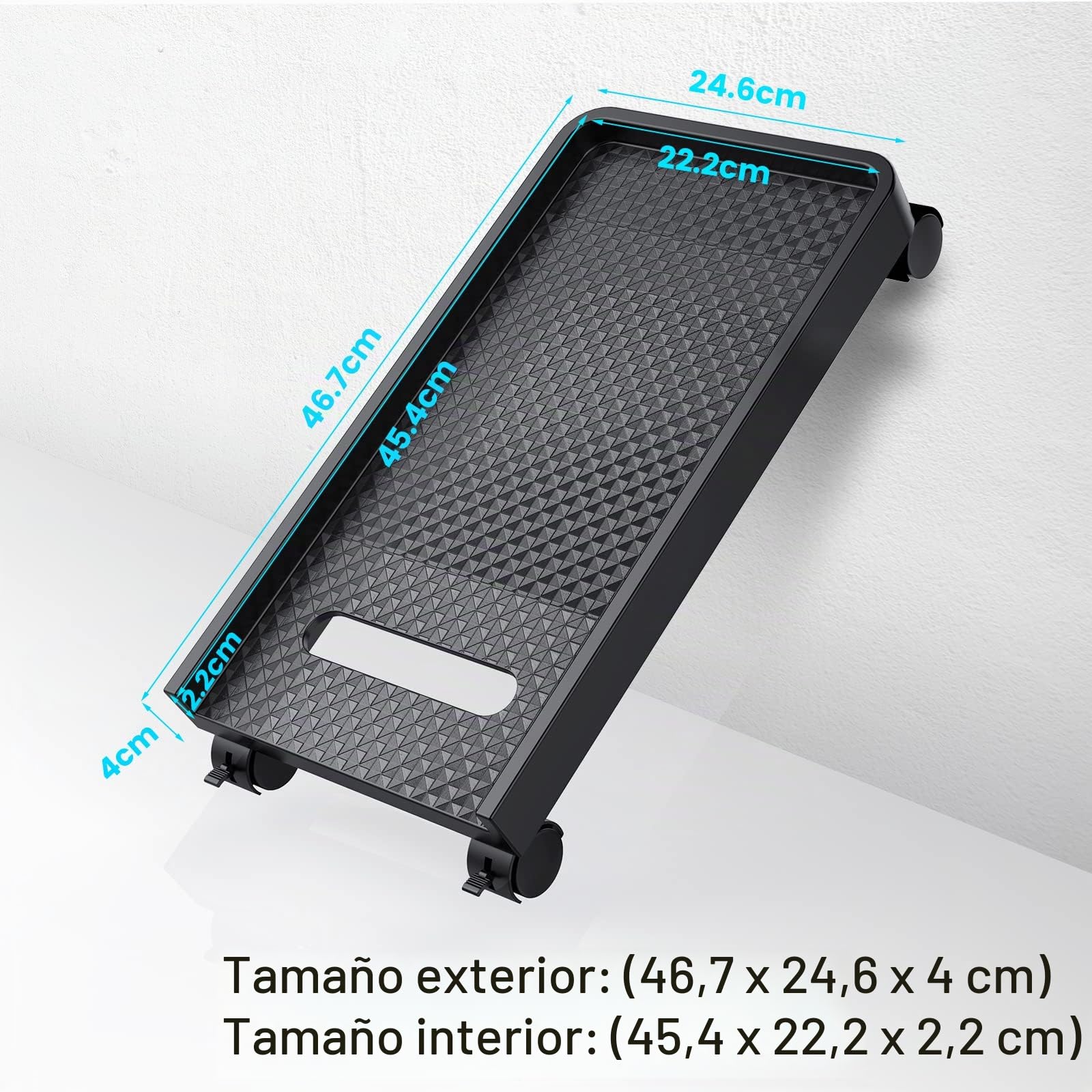 ORICO Soporte Universal para CPU con 2 Ruedas de Bloqueo y 2 Ruedas Giratorias, Soporte para Ordenador de Sobremesa en Casa, Impresoras, Plantas en Maceta (45,4 x 22,2 x 2.2 cm)