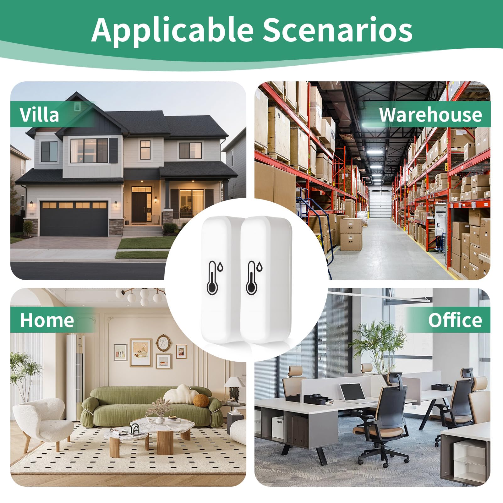 Thermomètre Hygromètre Connecté WiFi et Bluetooth pour Maison,Compatible avec Tuya/Smart Life,Surveillance à Distance,Alerte Température et Humidité,Double Connexion pour Chambre Bébé, Cave (2 Pack)