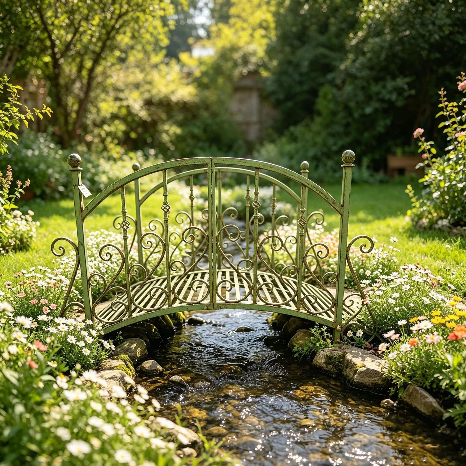 Ponte ad arco in metallo per giardino, ideale per esterni e paesaggi | Ponte ad arco decorativo per giardino, prato e vialetto, facile da montare