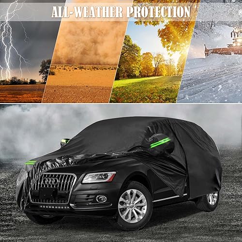 Miniatura 5 de Funda impermeable para automóvil para Audi Q5SQ5 2009-2022, 6 capas para todo tipo de clima, con puerta de cremallera y bandas resistentes al viento