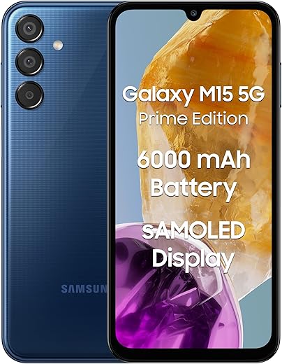 Samsung Galaxy M15 5G Prime Edition (Blue Topaz,6GB RAM,128GB Storage) | Super AMOLED Display| 50MP Triple Cam| 6000mAh Battery| MediaTek Dimensity…
