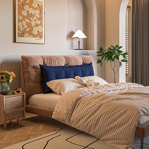 Miniatura 5 de Johnear Almohada de terciopelo para respaldo y cabecero, cojín grande de terciopelo para sofá cama, respaldo de madera, soporte para