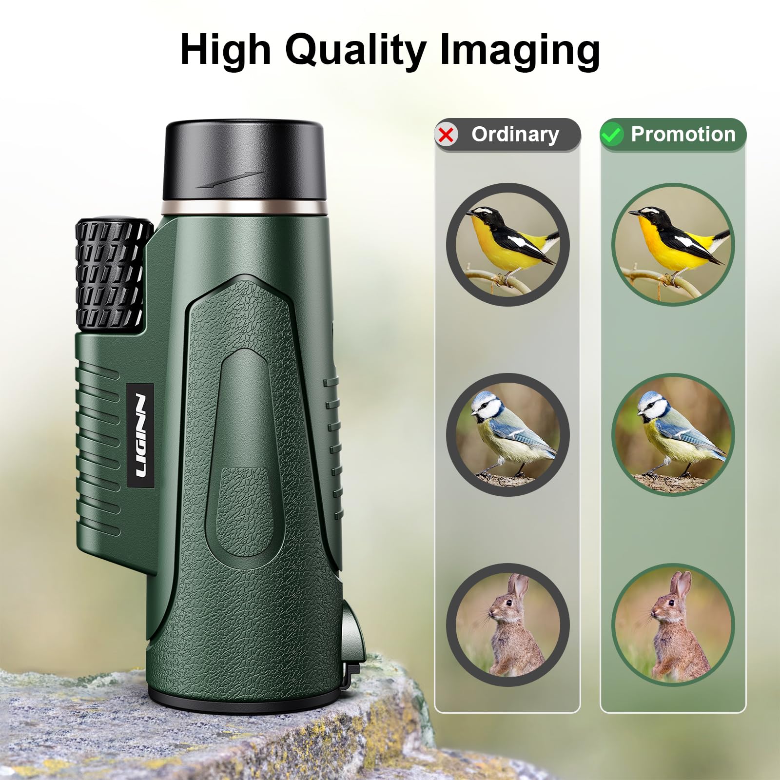 Telescopio Monocular, 12 x 50 HD Monocular para Movil, Monoculars,FMC BAK4 Prisma Monoculars, para observación Caza y Camping (Verde)