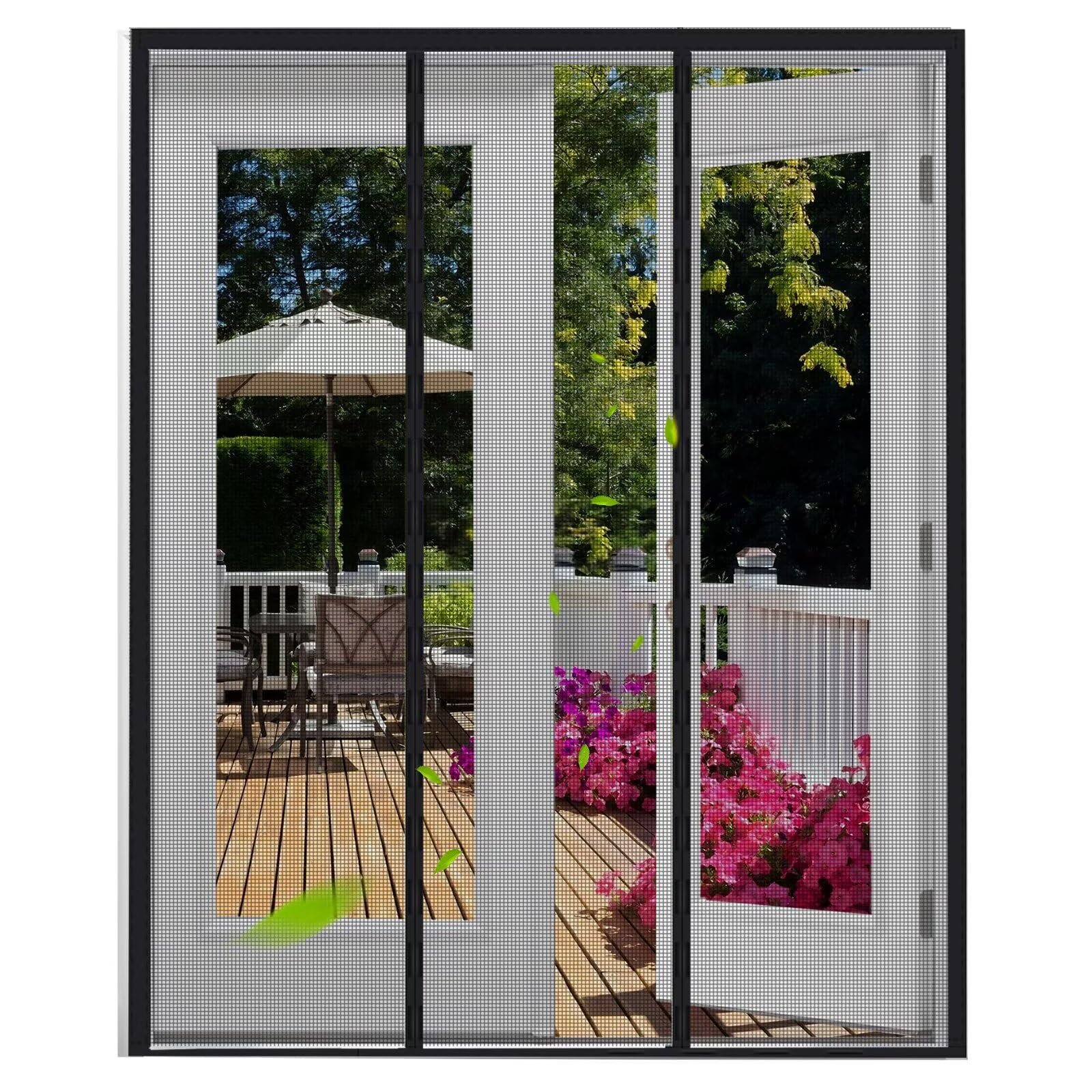 Moustiquaire magnétique 250x220 rideau fermeture automatique avec ruban adhésif