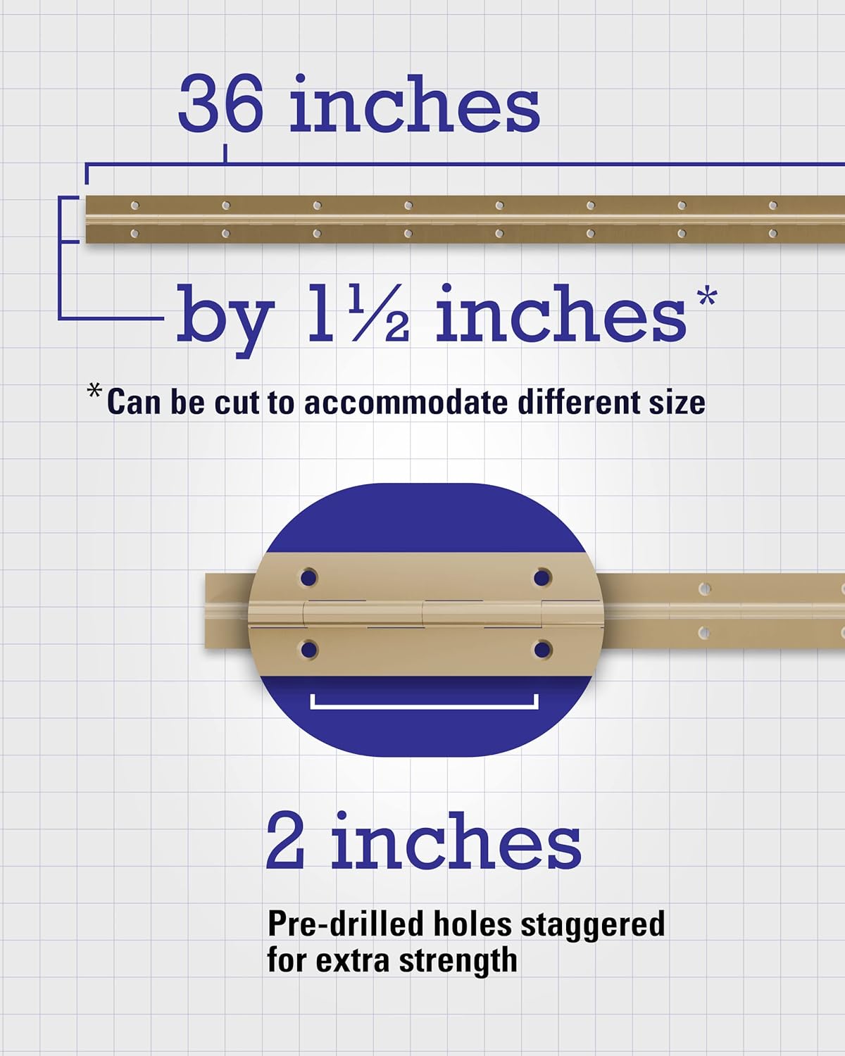 Hardware Essentials 851071 Continuous Pin 36" x 1-1/2" Brass