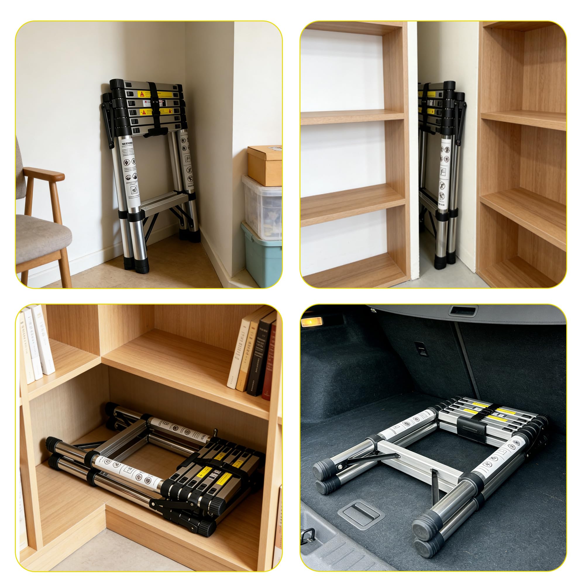 1.7+2m Escalera Plegable de Acero Inoxidable,Escalera 5+6 peldaños,Escalera TelescóPica Estructura en Forma de A,Escalera Extensible Bloqueo de Seguridad Carga máxima de 150 kg