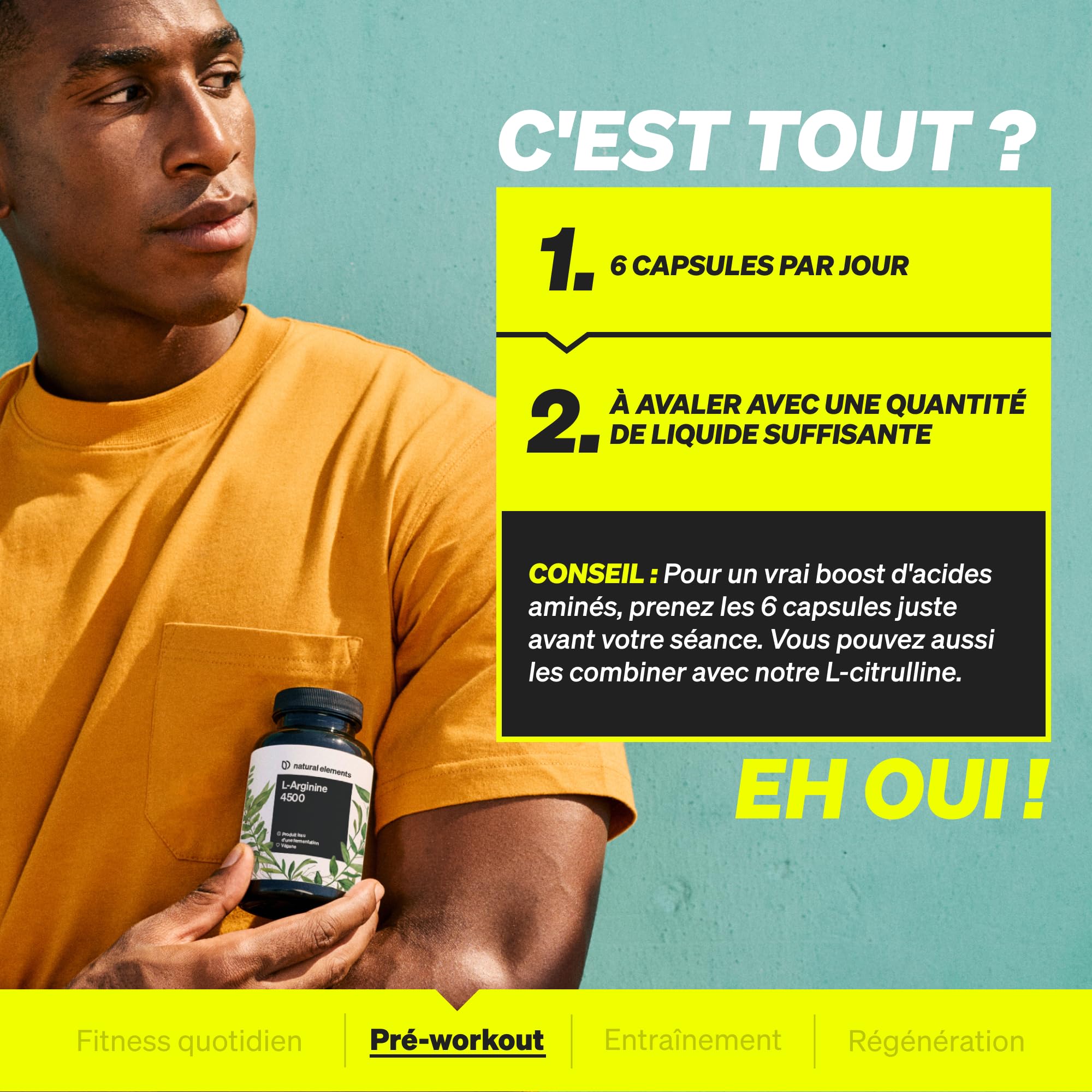 L-Arginine – 365 gélules véganes – 4 500 mg de L-arginine végétale HCL par dose journalière (3 750 mg de L-arginine pure) – hautement dosé – contrôlés en laboratoire