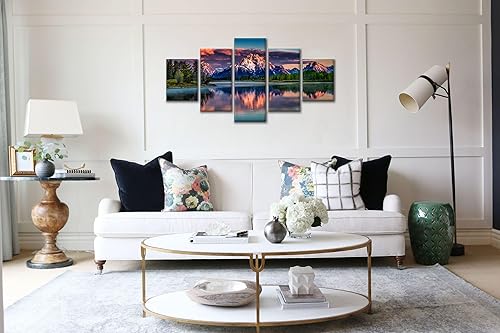 Miniatura 6 de SKASNFAI Grand Teton - Lienzo decorativo para pared, parque nacional Wyoming, puesta de sol, naturaleza, montaña, arte enmarcado para sala de estar,