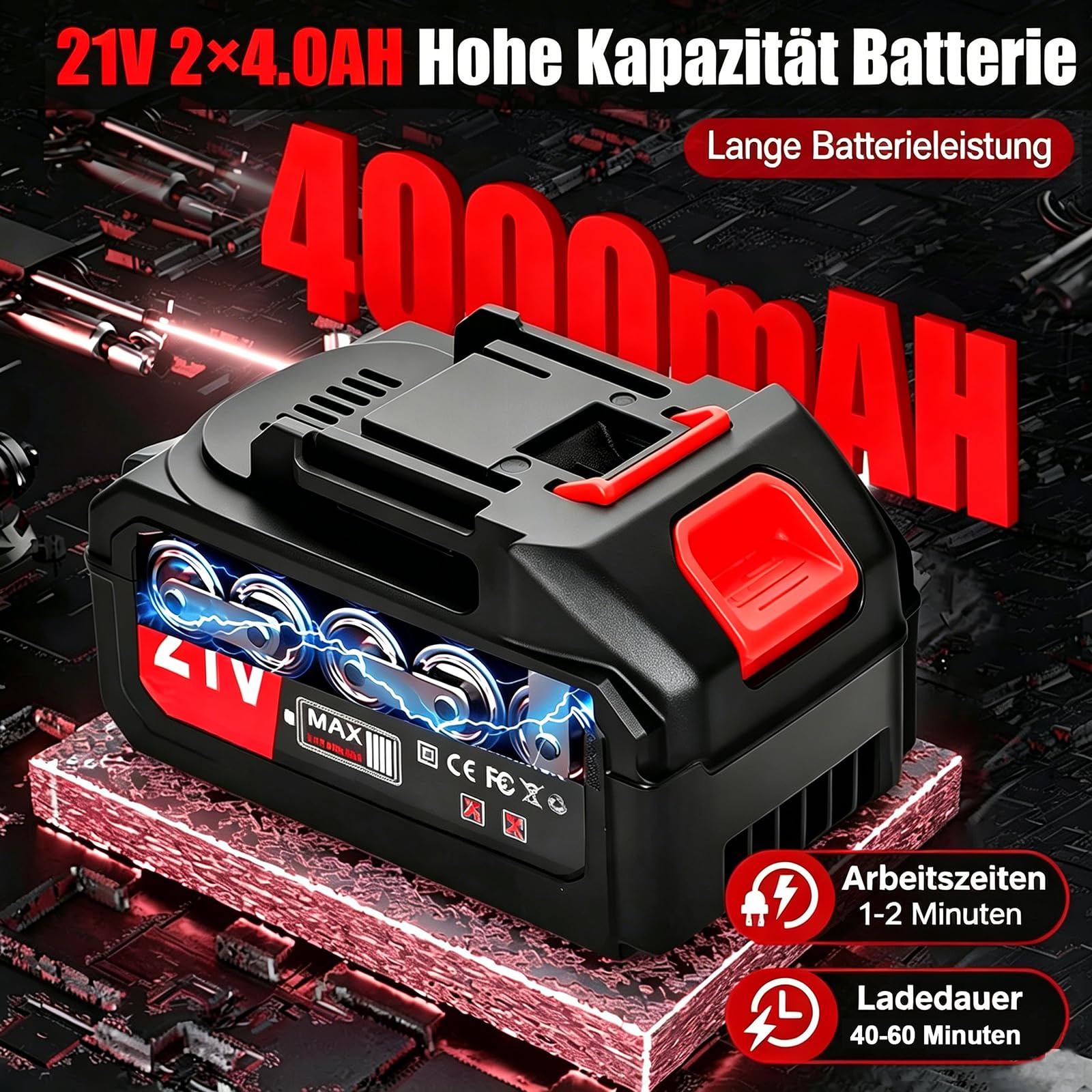 Rasentrimmer Mit Akku Für Kompatibel Makita Rasentrimmer Akku | Akku Rasentrimmer Mit 2X4.0Ah Akku Und 5 Arten Klingen, Akku Freischneider Höhere Effizienz, längere Laufzeit, Leicht 2 kg