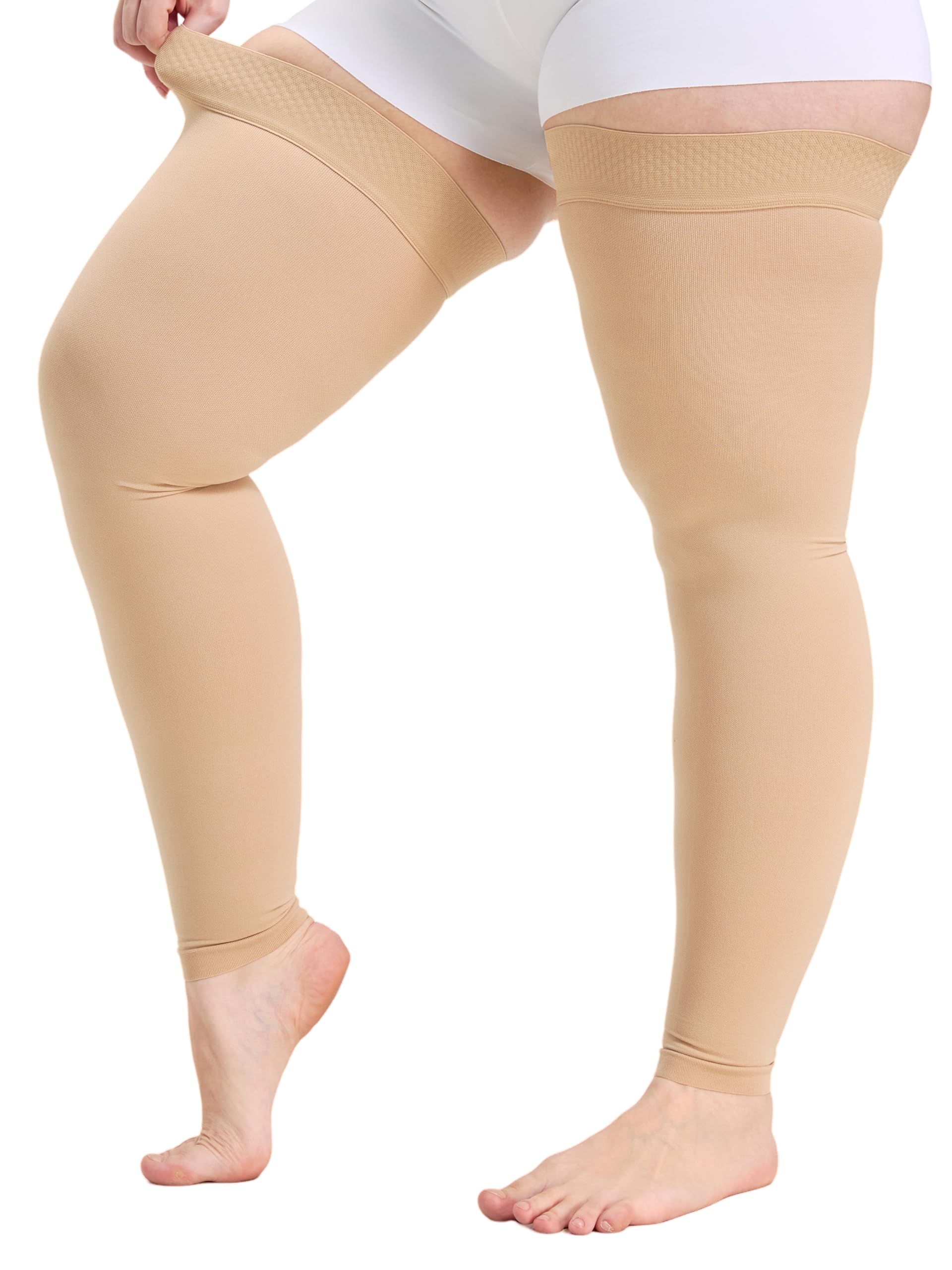 TOFLY Plus Size 4XL Thigh High Compression Stockings Footless