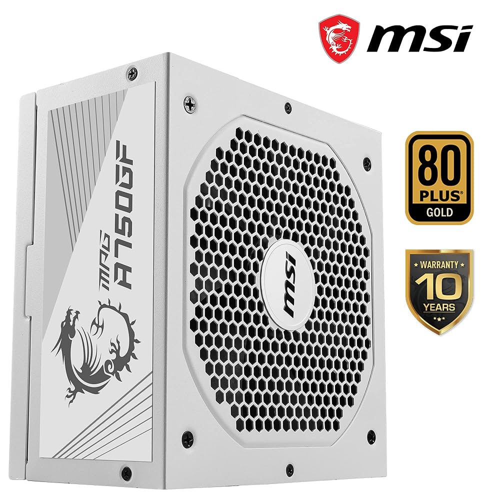MSI MPG A750GF WHITE Power Supply Unit, UK Plug - 750W, 80