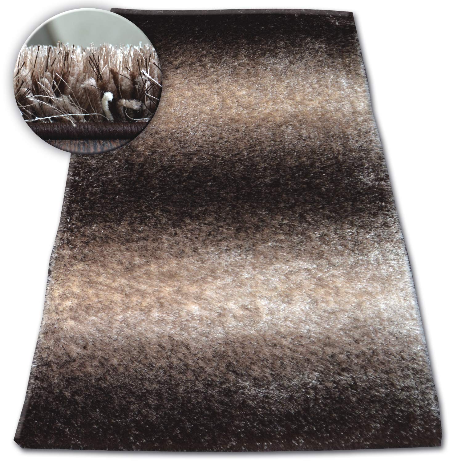 Tapis Shaggy Space 3D marron : confort et relief pour votre salon