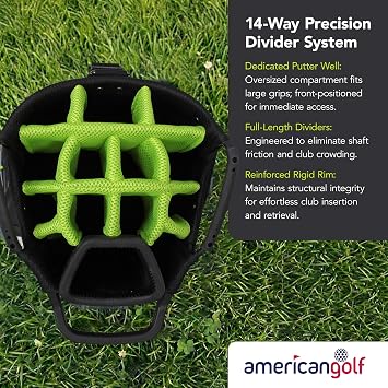 Benross By American Golf ProTec 7.0 Waterproof Golf Cart Bag – 14-Way Divider System, 9 Accessory Pockets, Waterproof Construction, Easy-Lift Handles