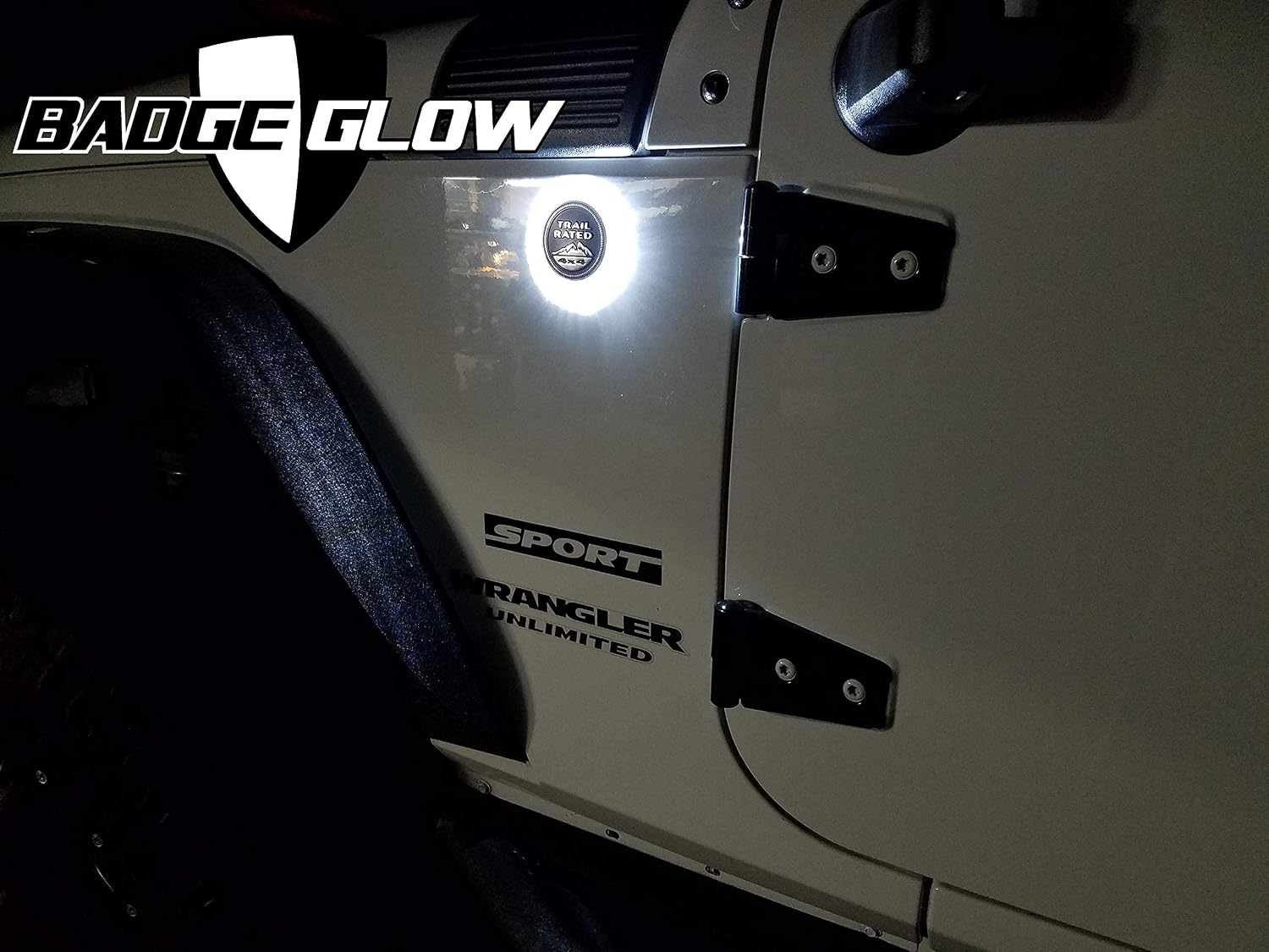 Badge Glow™ LED Back Light Designed For The Jeep Wrangler & Cherokee Trail Rated Badge ~ Available in 6 LED Colors ~ Off-road Use Only ~ MADE IN THE USA! (blue)