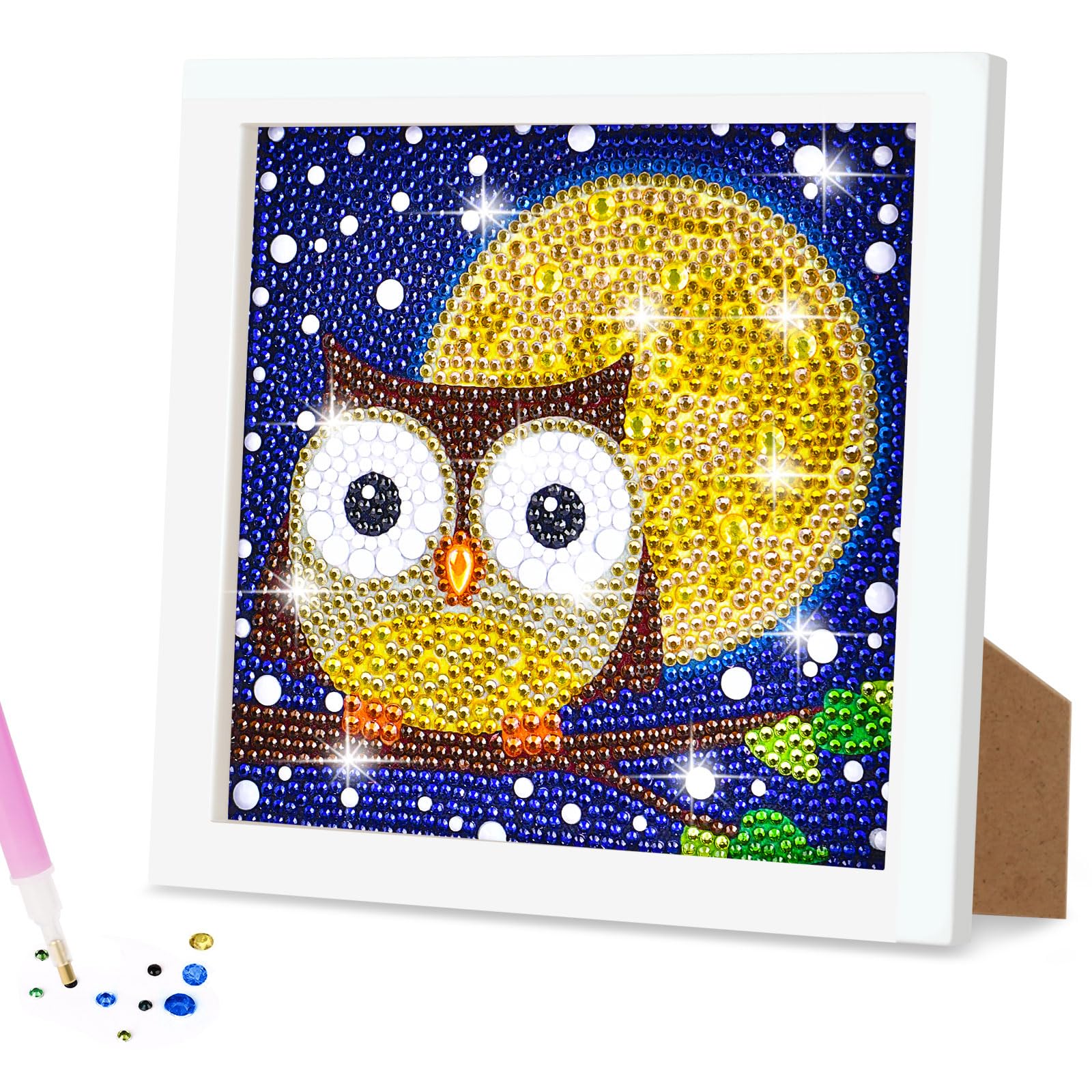 Diamond Painting 5D Fai Da Te 'Gufo' - Kit Completo Con Tela 30x40 Cm, Strass Rotondi E Strumenti - Attività Creativa Per Adulti E Bambini, Decorazione Da Parete