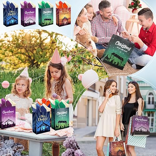 Miniatura 6 de Tenceur 64 bolsas de regalo de Navidad con 32 bolsas de regalo de Navidad cristianas, bolsas de regalo de Navidad cristiana, bolsas de papel de