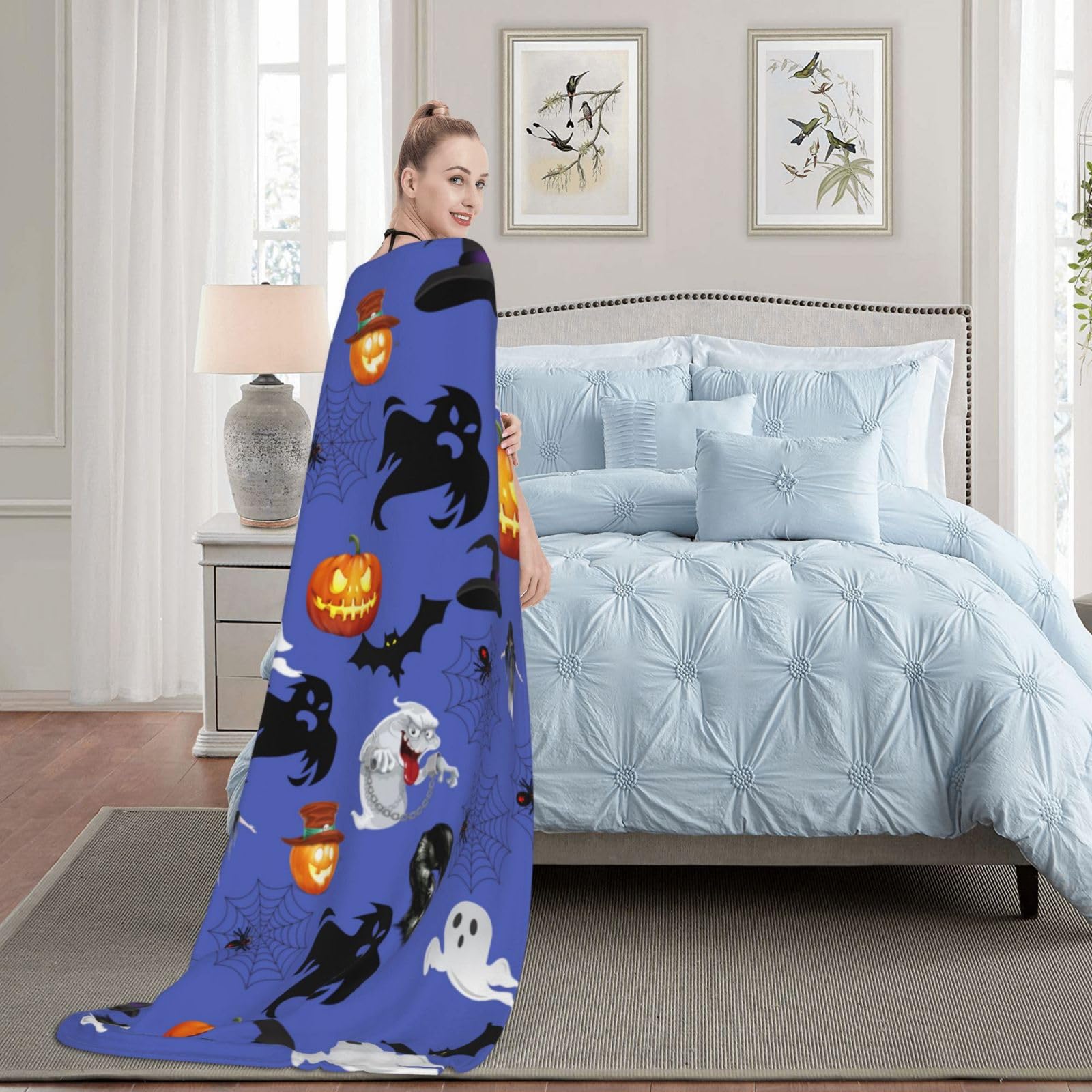 fifbird Accogliente coperta in pile di flanella, per tutte le stagioni, leggera, coperta da spiaggia in microfibra, decorazione per la casa (animali pastello autunnali) 203,2 x 152,4 cm
