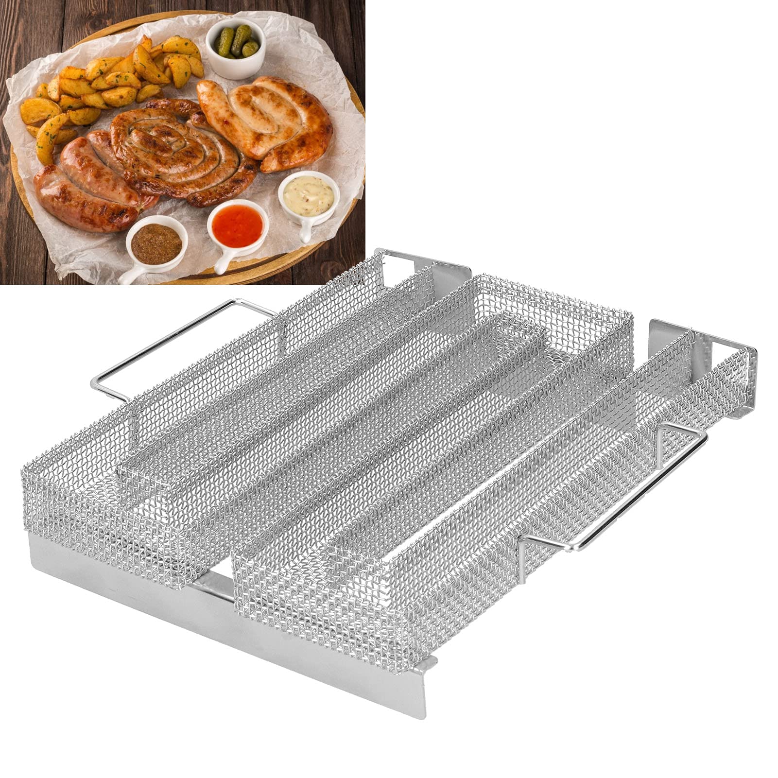 Cold Smoke Generator, 21.5x22.6x4.6cm M Type Stainless Steel Smoked Network Disk Cold Smoke Generator, for Barbecue, Bacon Roast, BBQ Grill