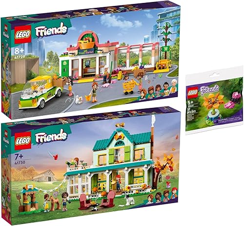 Lego Friends Set of 3 41729 Organic Shop, 41730 Autumns House & 30417 Garden Flower and Butterfly Polybag
