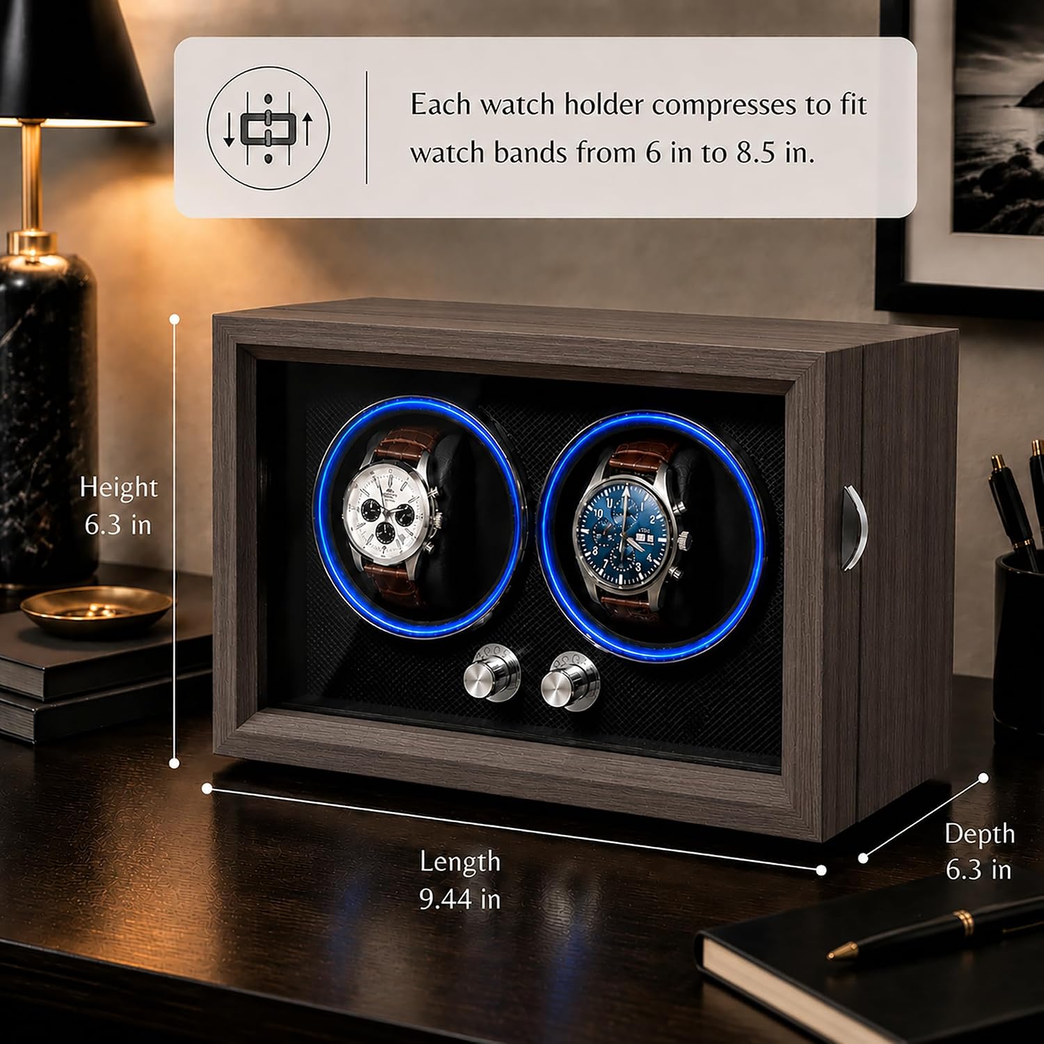 Double Watch Winder with Quiet Motor for Rolex and Other Automatic Watches