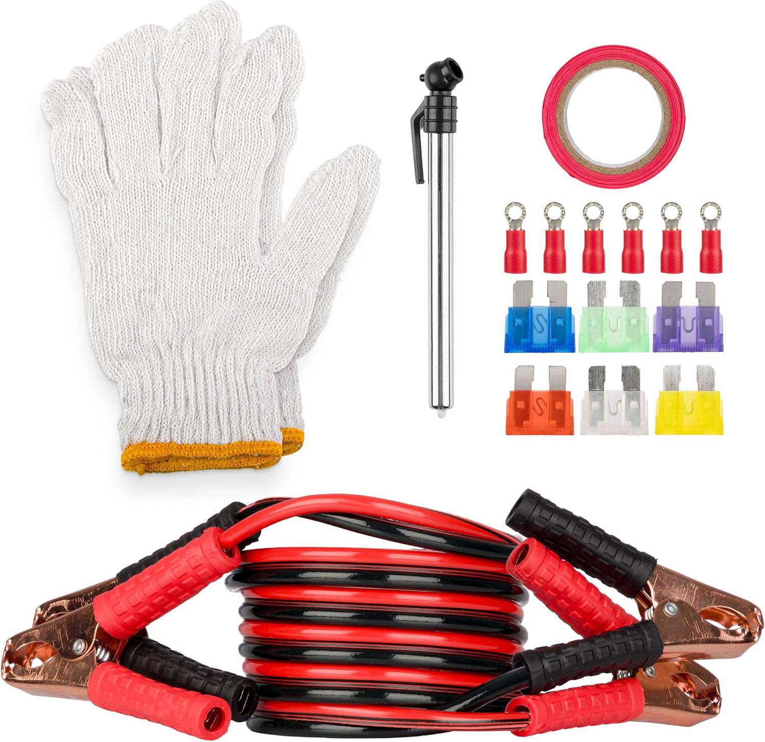 Roadside Emergency Car Kit – 30-Piece Road Trip Essentials Tool Set with Jumper Cables and Carrying Case for Car, Truck, or RV by Stalwart (Gray/Red) Roadside Emergency Car Kit – 30-Piece Road Trip Essentials Tool Set with Jumper Cables and Carrying Case for Car, Truck, or RV by Stalwart (Gray/Red)