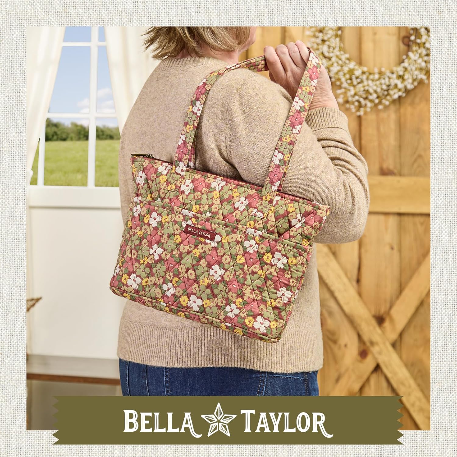 Bella Taylor Small Tote, Quilted Purse for Women, Lightweight Fabric Handbag, 10 Pockets, Zip Top - Image 3