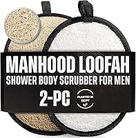 CraftsOfEgypt Natural Egyptian Loofah Body Scrubber for Men, 2PCS Black & White Set - Gentle Exfoliating Luffa Sponge for Shower & Bath