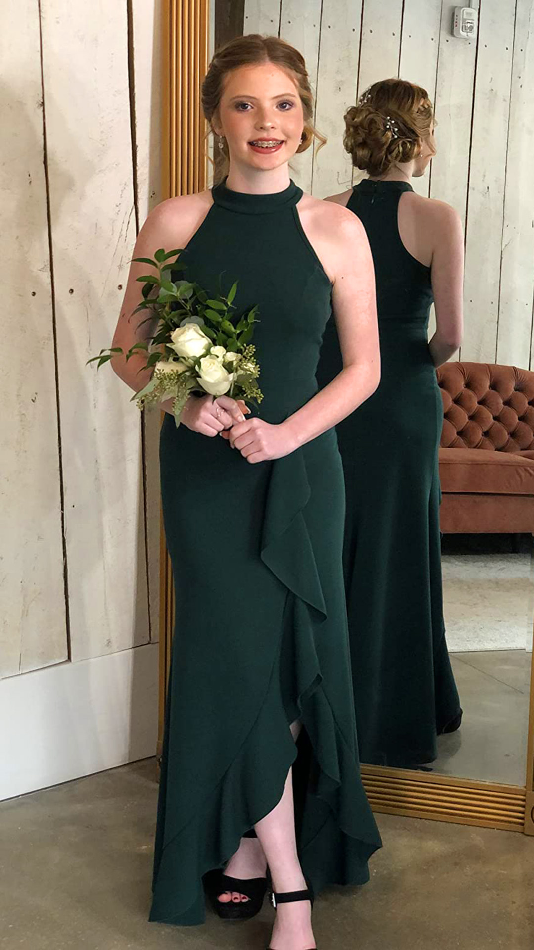 Amazon.com: WOOSEA Women's High Neck Split Bodycon Mermaid Evening Cocktail  Long Dress Green : Clothing, Shoes & Jewelry