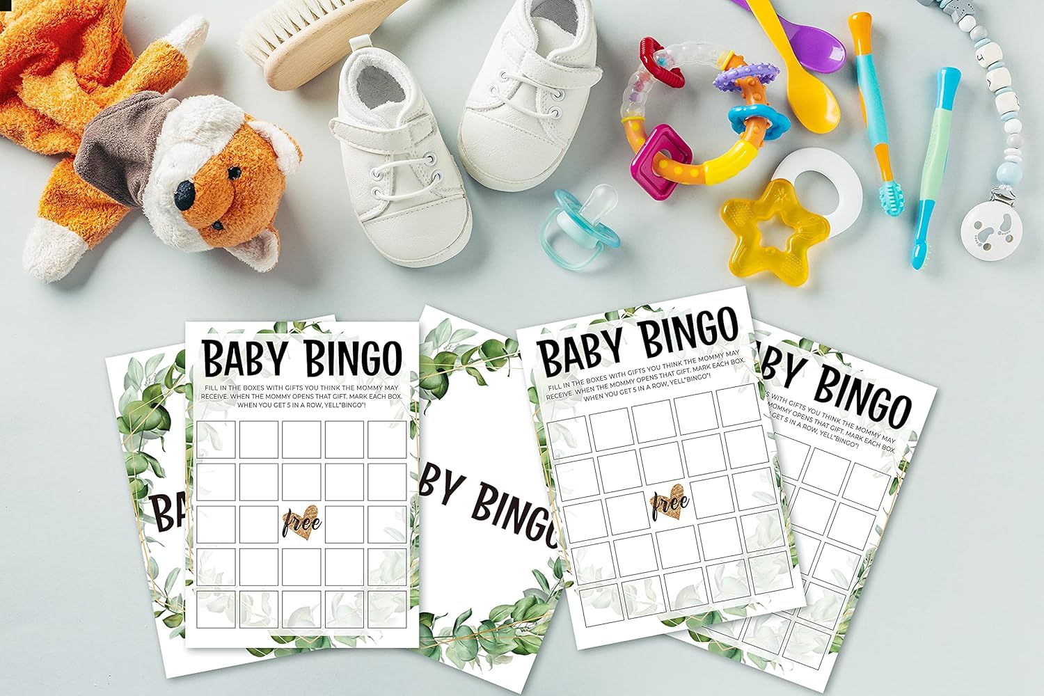 Baby Shower Game Cards, Tropical Jungle Theme Baby Bingo Game, Set of 30 Cards (5" x 7", Green006)