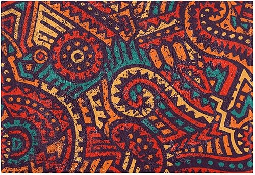 ALAZA Tapete de baño geométrico africano, étnico y tribal, rectangular, antideslizante, absorbente, tapete de baño para baño, sala de estar,