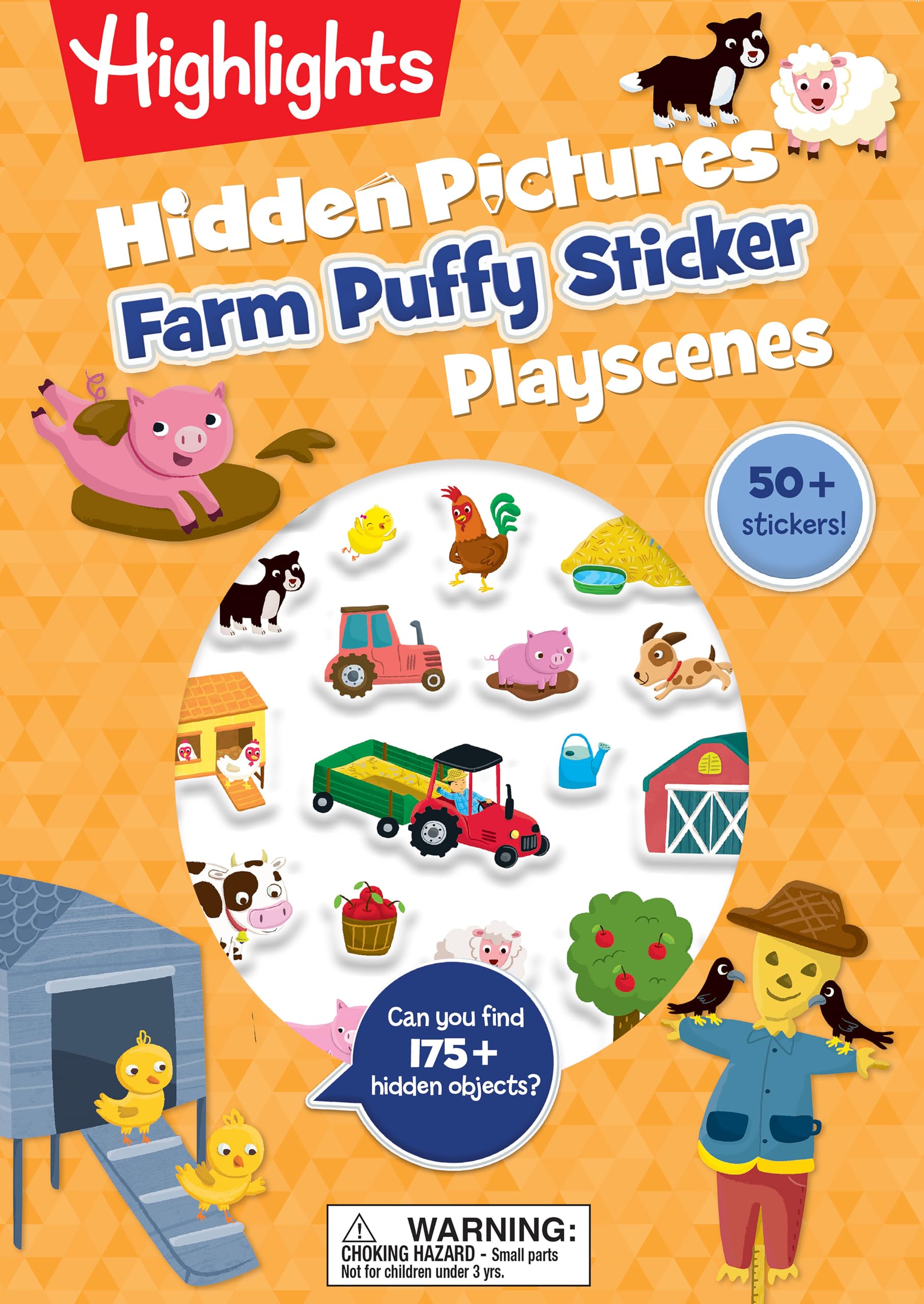 Farm Hidden Pictures Puffy Sticker Playscenes: Puffy Sticker Activity Book with Farm Puzzles, Mazes and Activities, Over 50 Puffy Farm Stickers for Kids (Highlights Puffy Sticker Plays)