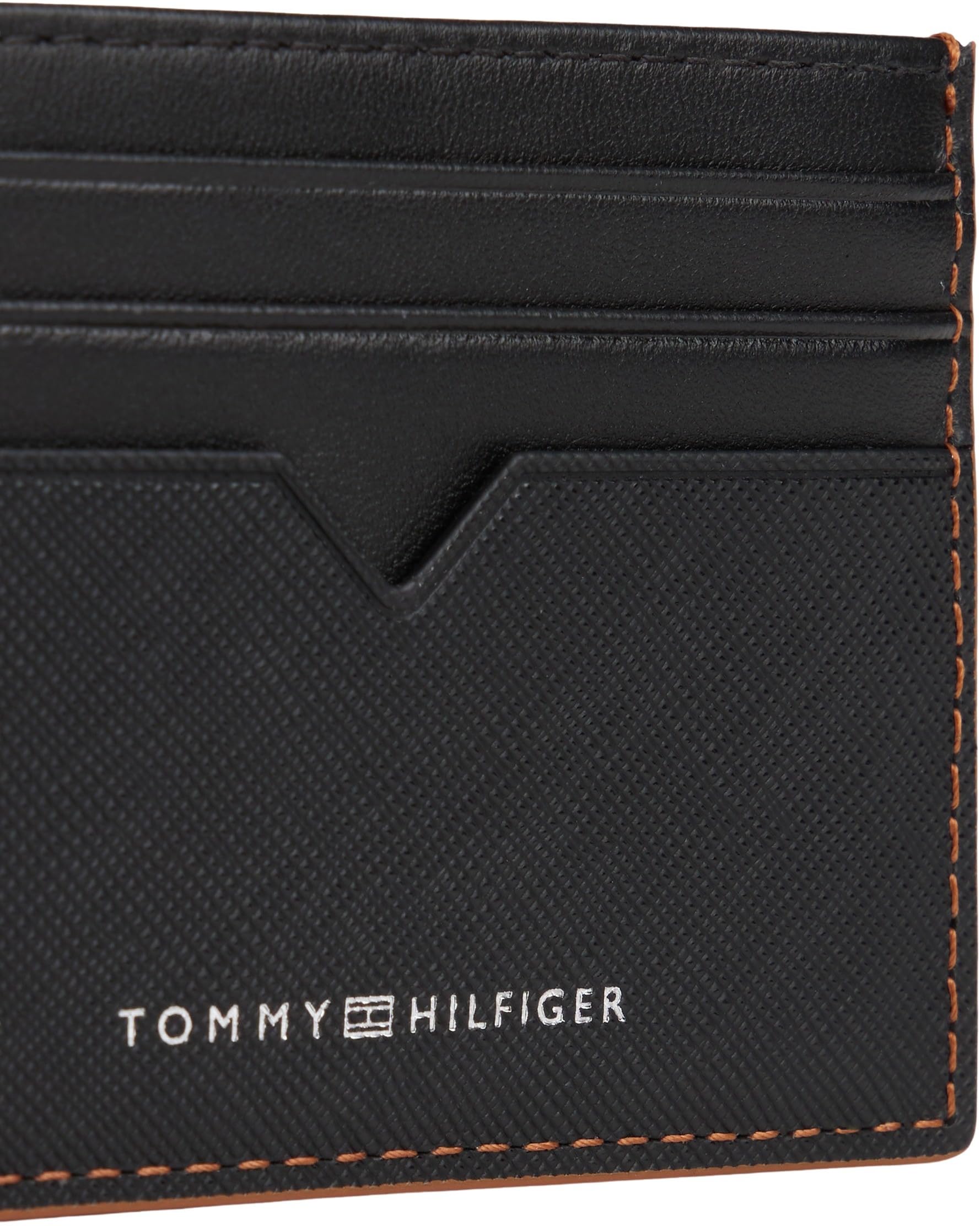 Tommy Hilfiger Herren Kartenetui Edge Holder aus Leder, Schwarz (Black), Einheitsgröße
