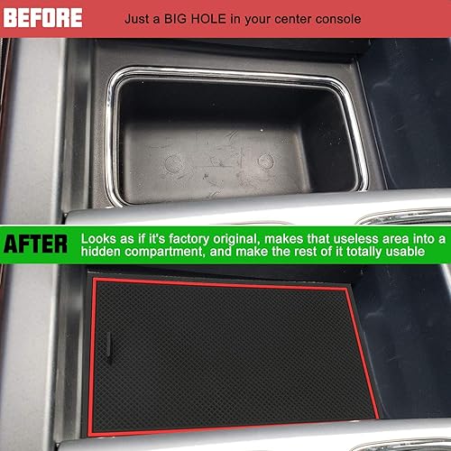 Miniatura 6 de ROCCS Bandeja organizadora de consola central para GMC Sierra 1500 2500HD 3500HD Denali Silverado 2014-2019 Placa oculta