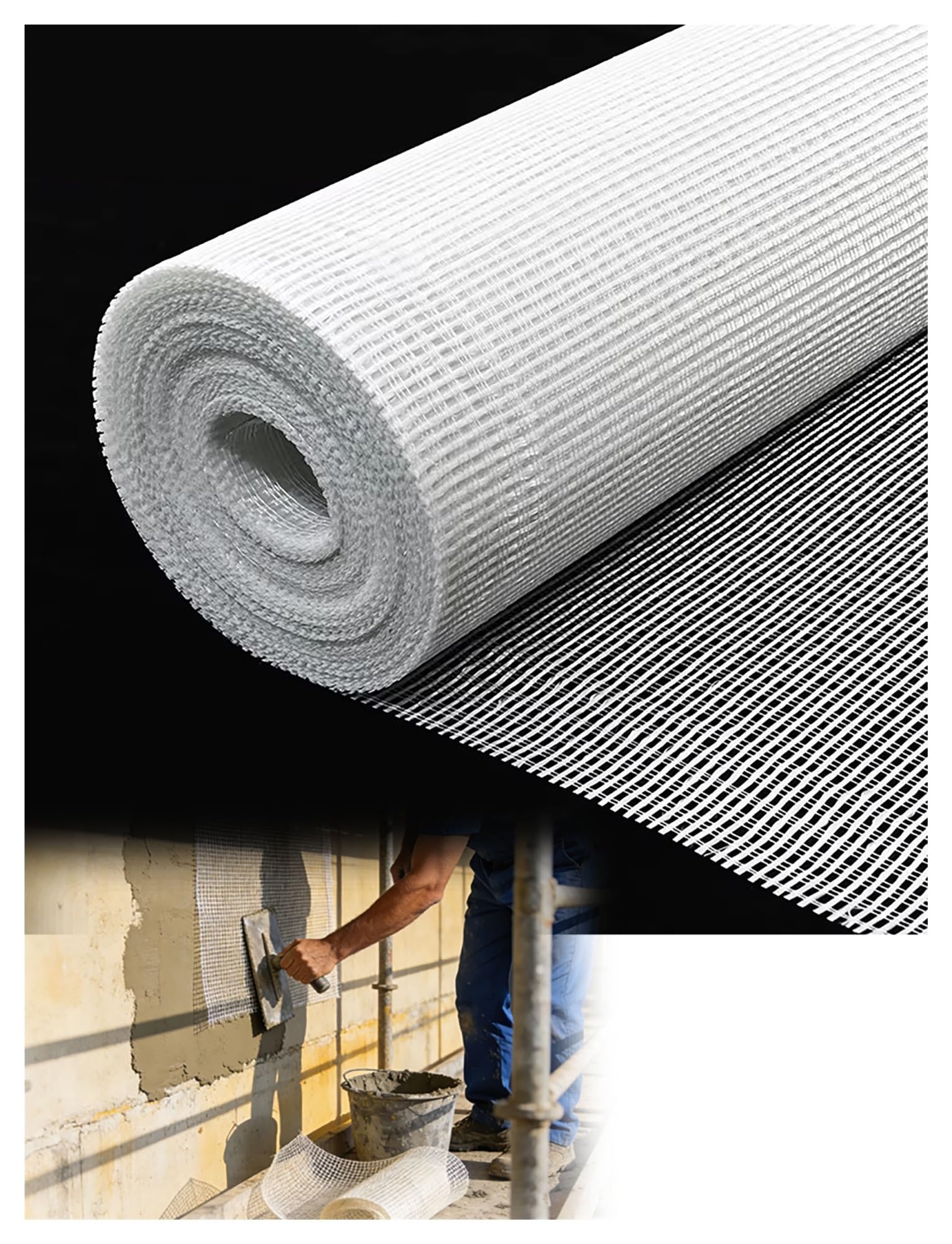 Rotolo di rinforzo in rete in fibra di vetro – Rete for intonaco e cartongesso resistente agli alcali for la riparazione e l'isolamento di crepe nelle pareti(7mm/1x24 meters)