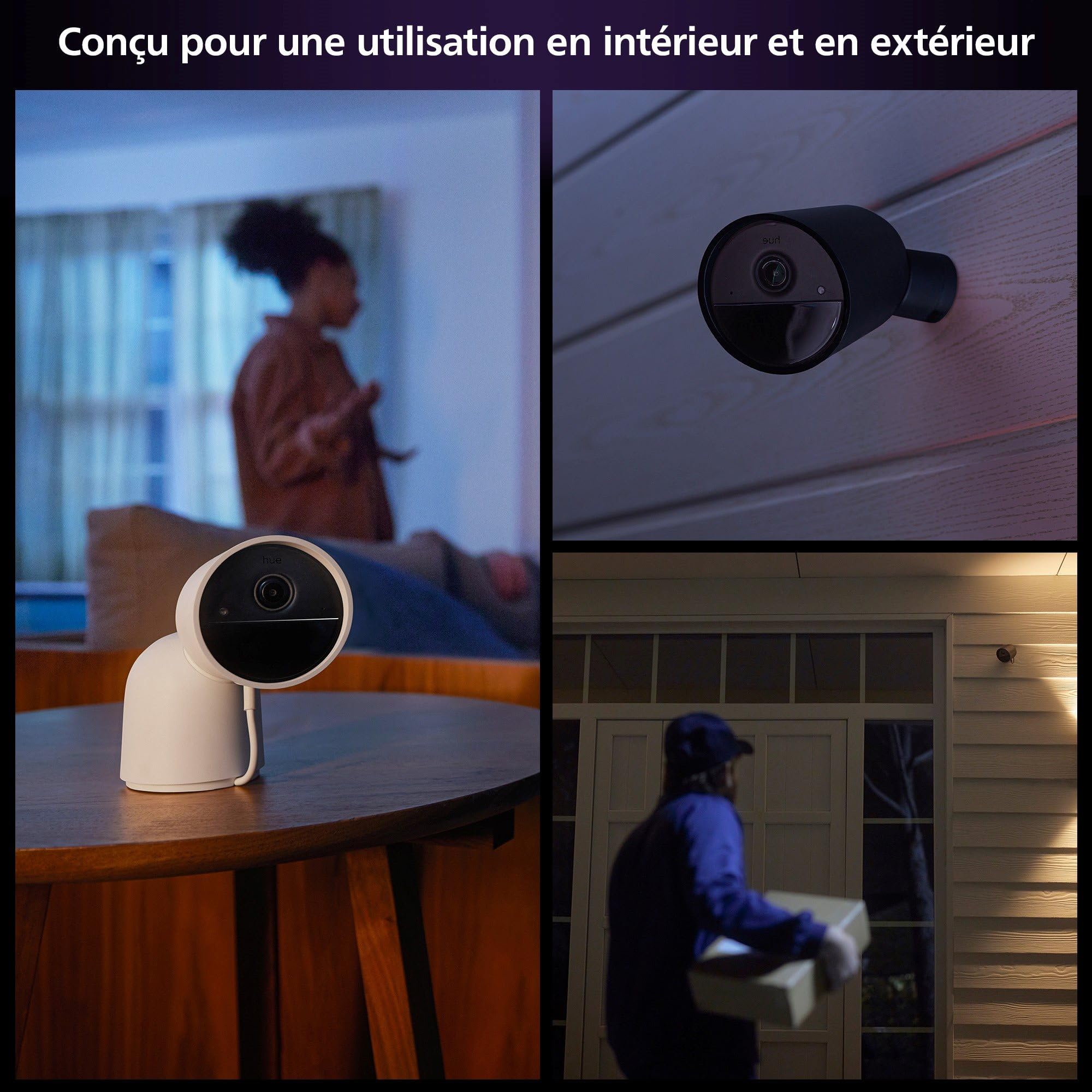 Philips Hue Secure, Caméra HD 1080P sans Fil, Utilisation intérieure ou extérieure, contrôle avec Une Seule Application, Blanc