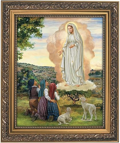 Gerffert - Decoración de pared cristiana con marco dorado, 11 x 13 pulgadas, Nuestra Señora de Fátima