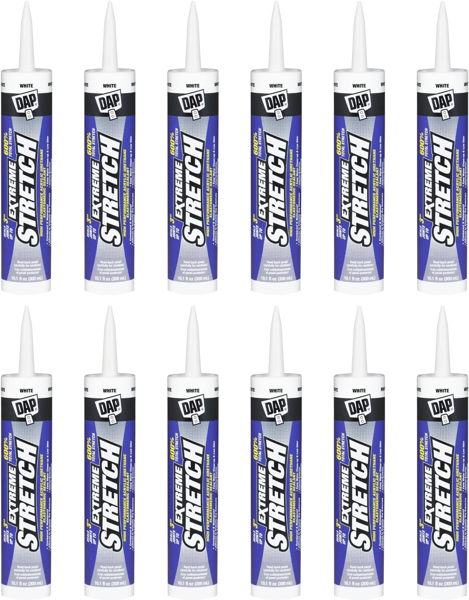 18715 12 Pack 10.1 oz. Extreme Stretch Premium Crackproof Elastomeric Sealant, White