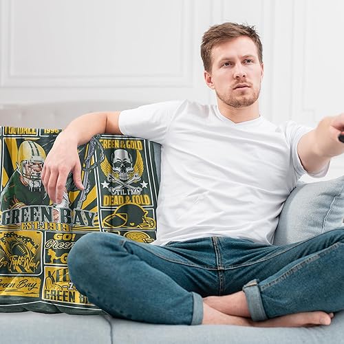 Miniatura 2 de Manta de fútbol para fanáticos, regalos para hombres de 80 x 60 pulgadas, manta deportiva para mujer, estilo de fútbol, equipo acogedor, sofá cama.