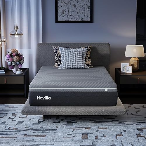 Novilla AiryFlow Full Size Memory Foam Mattress, 10 Inch Full Mattress with Ice Silk Cover & NanoGEL Foam for Cool Night, Spinal Alignment & Pressure Relief, Green Tea Mattress in a Box, Medium Firm