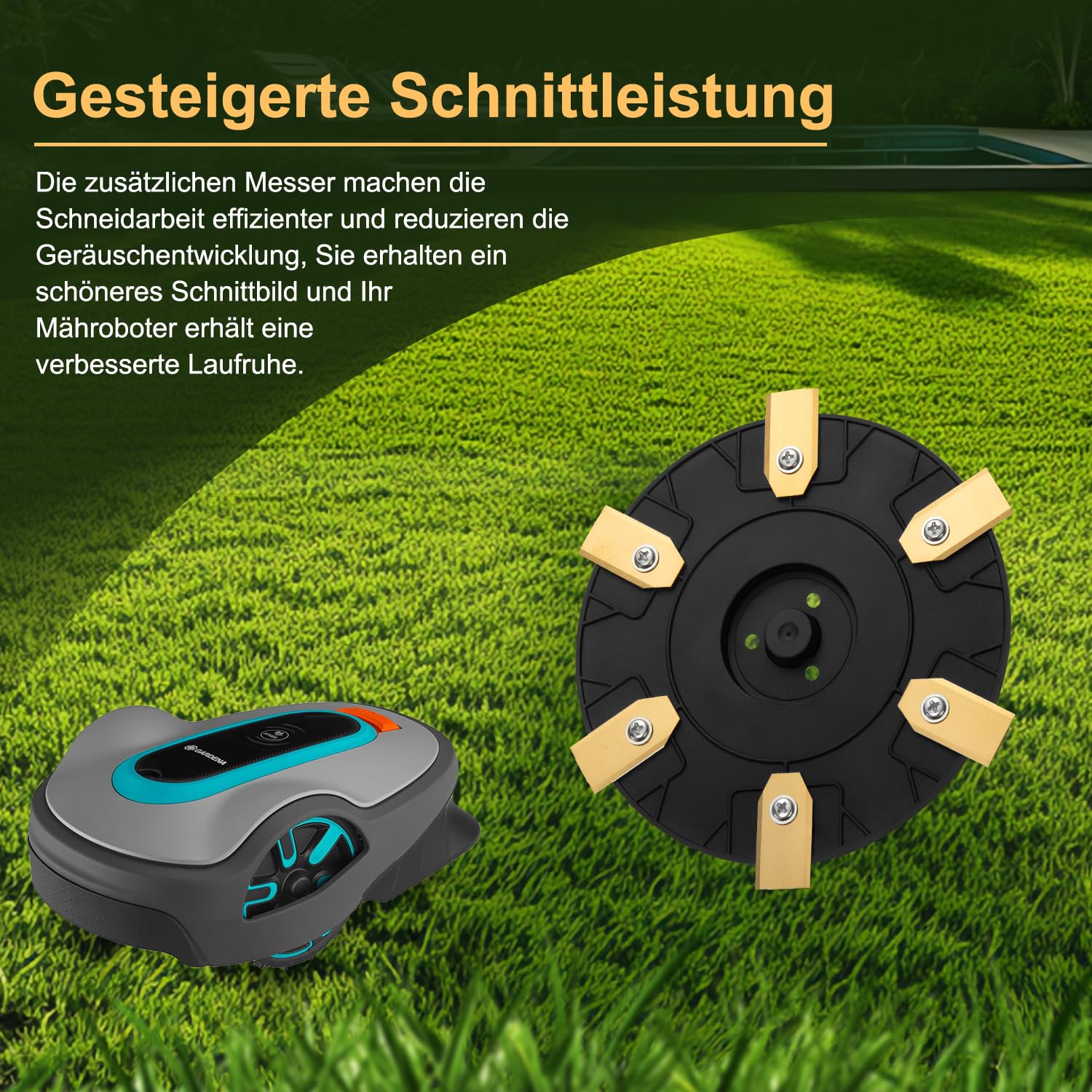 【Schneiden Sie Effizienter】 Messerteller + 6 Klingen Kompatibel mit Gardena Sileno City 400 600 / McCulloch ROB S400 S500 S600 S800,Mähroboter Messerscheibe Rasenroboter Drehscheibe