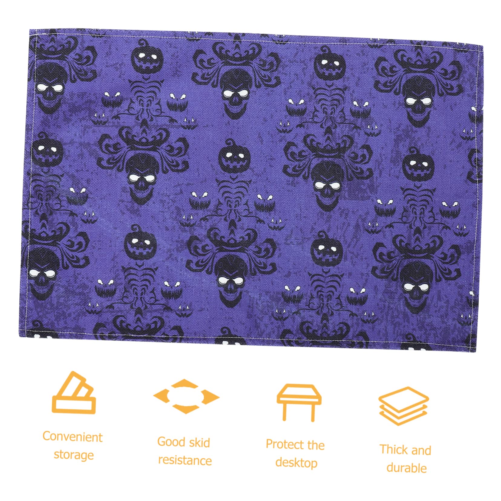 Amosfun 16 Pz Tovaglietta Tovagliette Di Halloween Decorazione Della Tavola Da Pranzo Tampone Isolante Bandiere Da Tavolo Di Halloween Decorazioni Da Pranzo Lino Di Cotone Viola,porpora