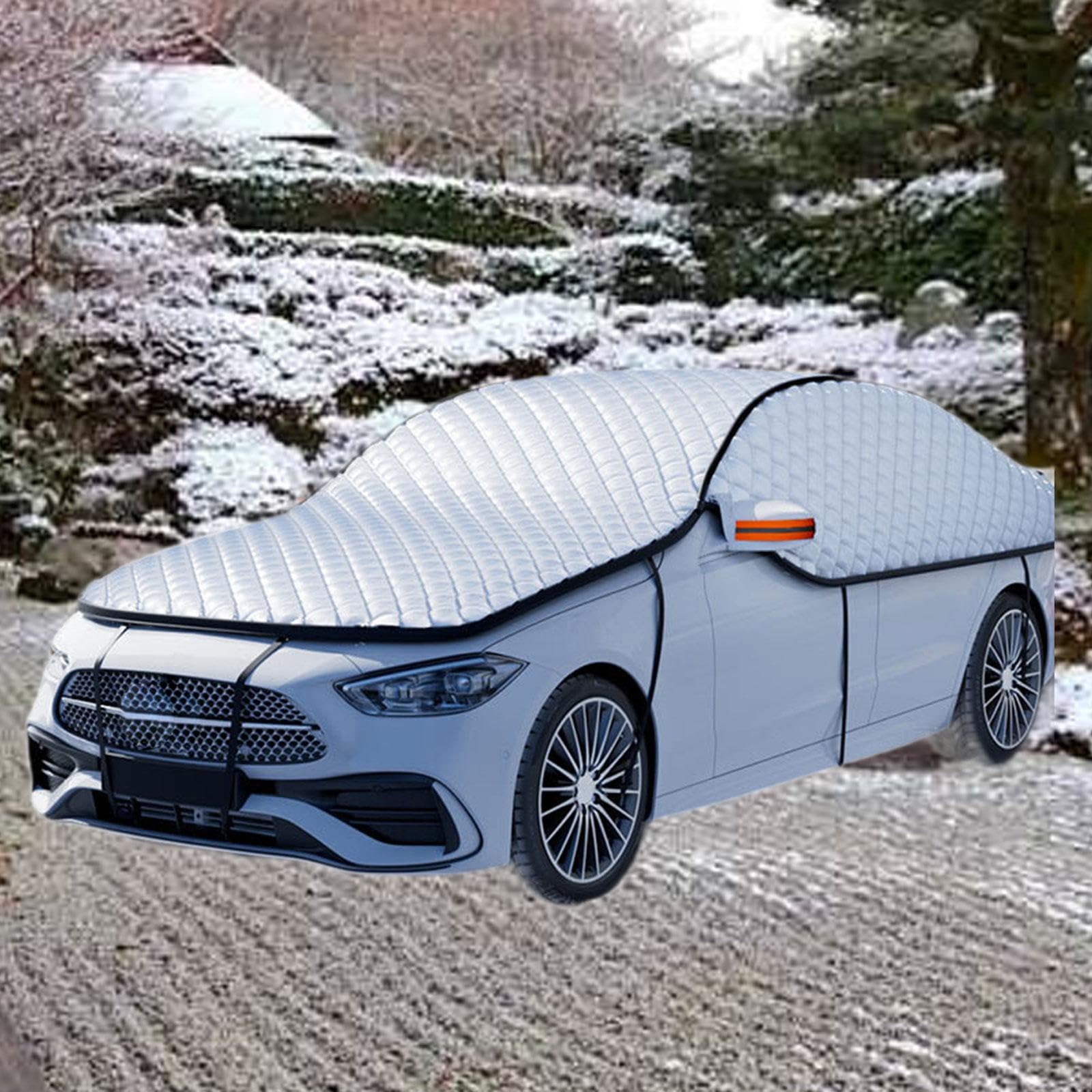 Pare-Brise Voiture Couverture Antigivre Protection Solaire Housse Aluminium Renforcé Résistante Contre La Neige La Glace Les Le Vent E, 233 X 515 Cm