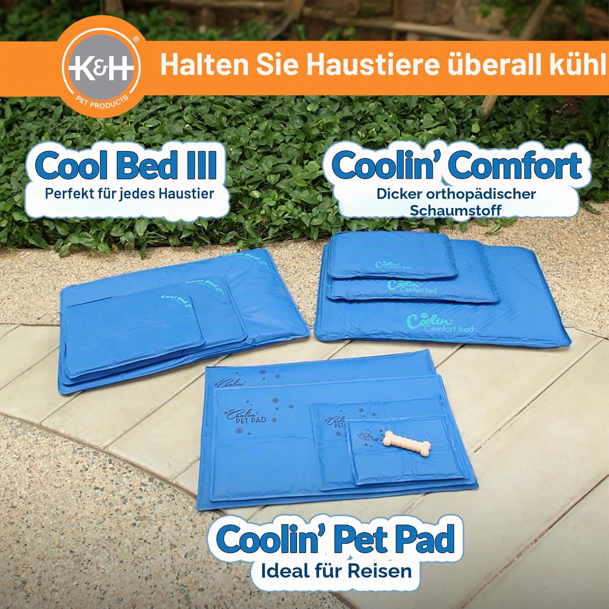 K&H 771790 Pet, kühlendes Hunde- und Katzenbett - Blau - groß, L, Blue