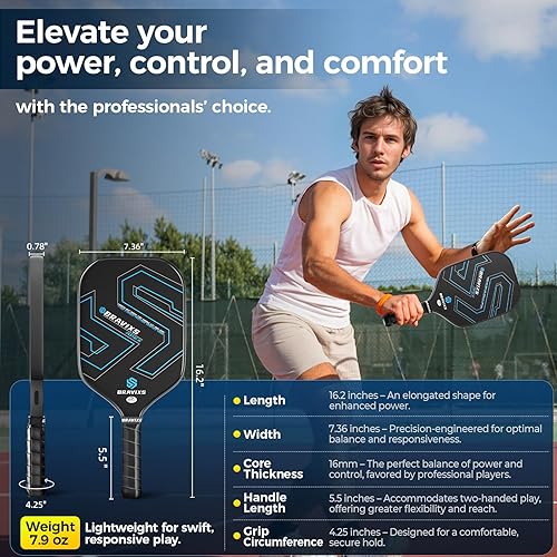 Miniatura 4 de Juego de 2 palas de pickleball aprobadas por USAPA T700 de fibra de carbono cruda, raquetas de pickleball de superficie de fricción con 4 bolas, 1