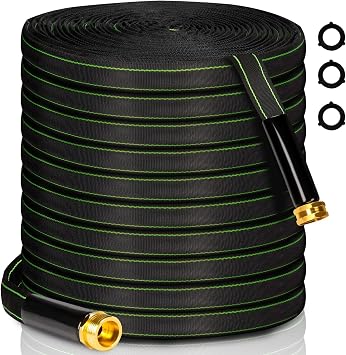 Garden Hose 25 ft Water Hose Flexible Heavy Duty Outdoor Lightweight No Kink Long Non-Expandable High Pressure Flat Hoses Pipe 100 Strong 3/4 Brass Fitting for Outside Yard Lawn Car Wash