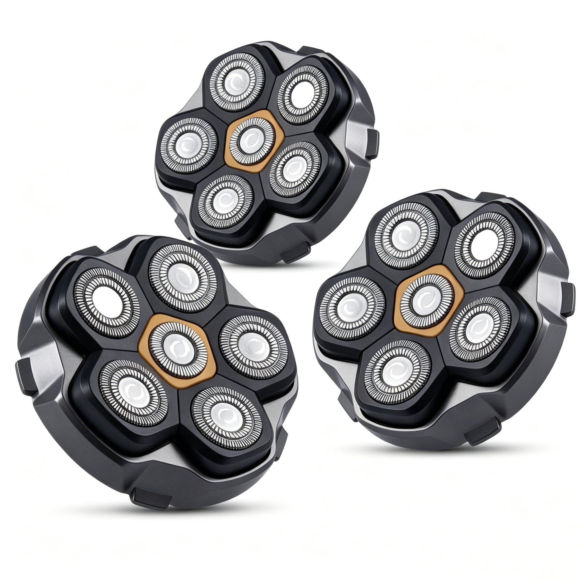 3 Stück Ersatzrasierkopf für Glatzen Rasierer Herren,LOEVERY 6D Magnetischer Scherkopf,Nass- und Trockenrasur,Universal Schnelle Doppelring Kopfrasierer für Solimpia JoyKoi Singphere DOAO AEXIRI