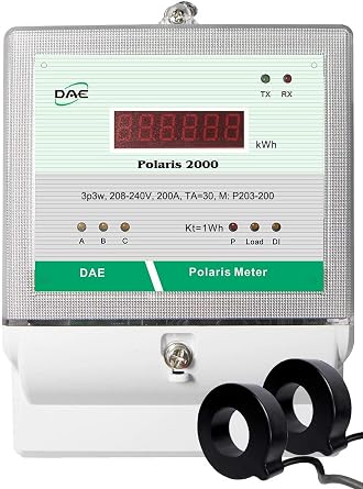 DAE P203-200-S KIT, 208/240V, 200A, 3P3W3 hot Wire, no Neutral, UL CTEP kWh Smart Submeter, 2 CTs Dia. 1.02"