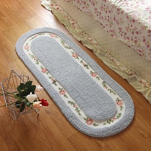 Abreeze Alfombra rosa para sala de estar y dormitorio, antideslizante, ultrasuave, lavable y absorbente, 17.71x49.21 pulgadas, color azul