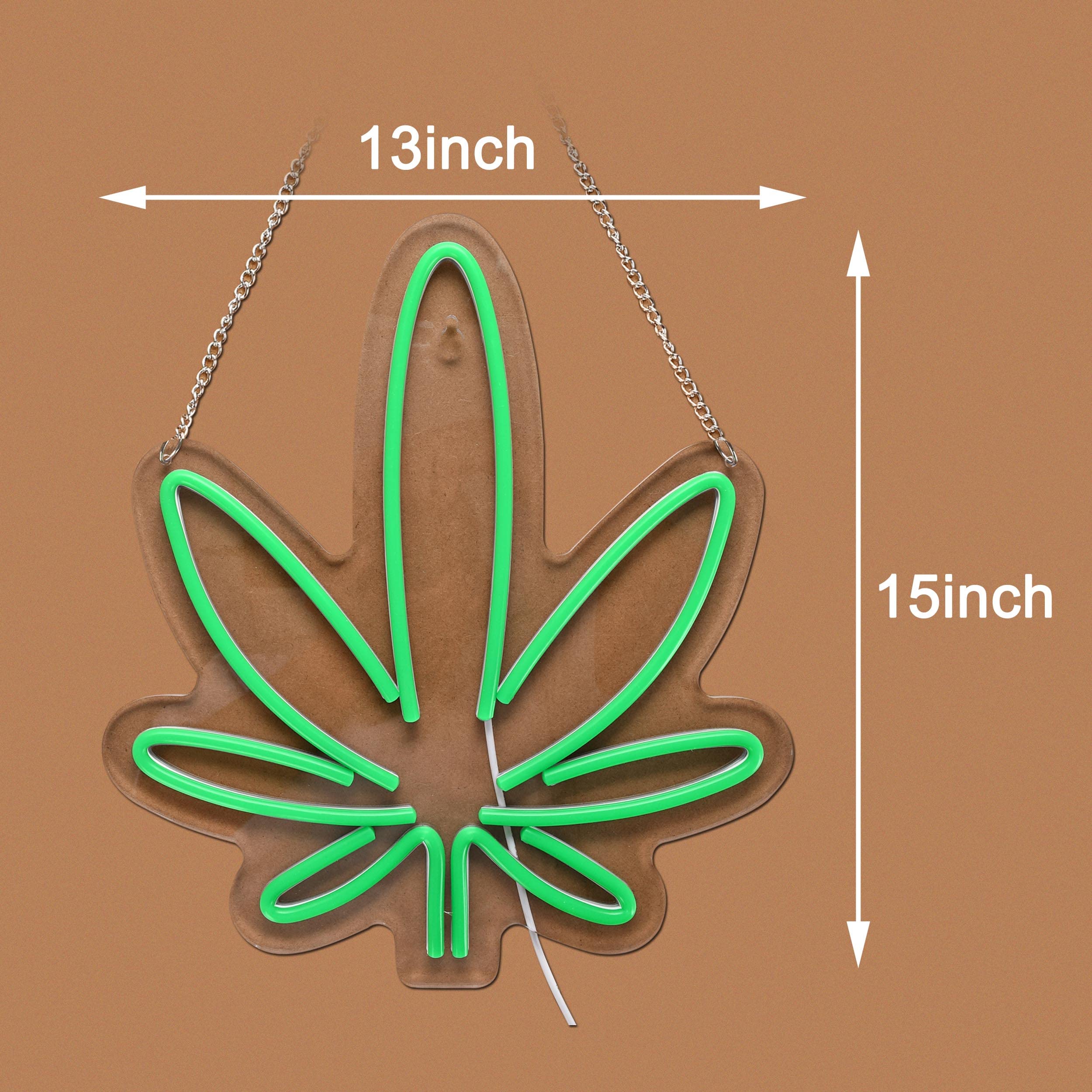 Neon Sign Green Leaf Form Factor with Dimmable Switch LED Signs Beer Bar Man Cave Club Bedroom Neon Light for Office Hotel Pub Man Cave Art Wall Lights
